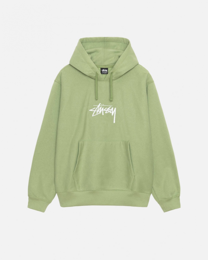 Green Men\'s Stussy Stock Logo Applique Hood Sweatshirts Philippines | KYC-7991