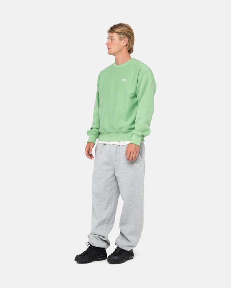 Green Men's Stussy Stock Logo Crew Sweatshirts Philippines | HFD-1022