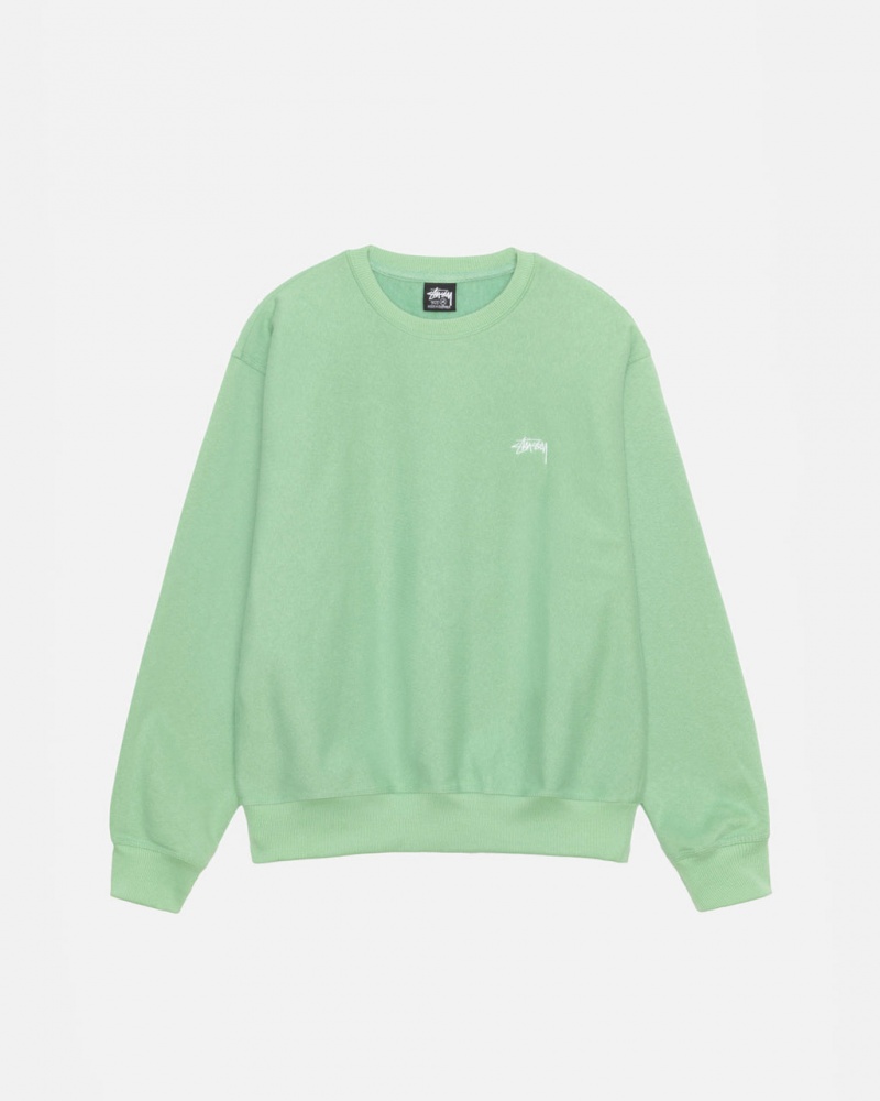 Green Men\'s Stussy Stock Logo Crew Sweatshirts Philippines | HFD-1022