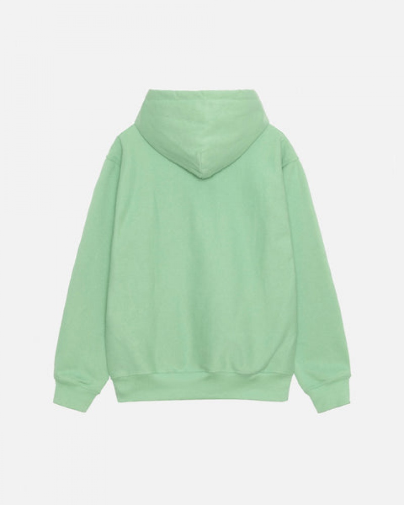 Green Men's Stussy Stock Logo Zip Hood Sweatshirts Philippines | NAF-4251