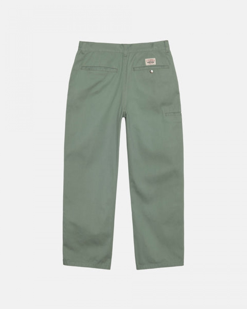 Green Men's Stussy Workgear Trouser Twill Pants Philippines | KCD-7497