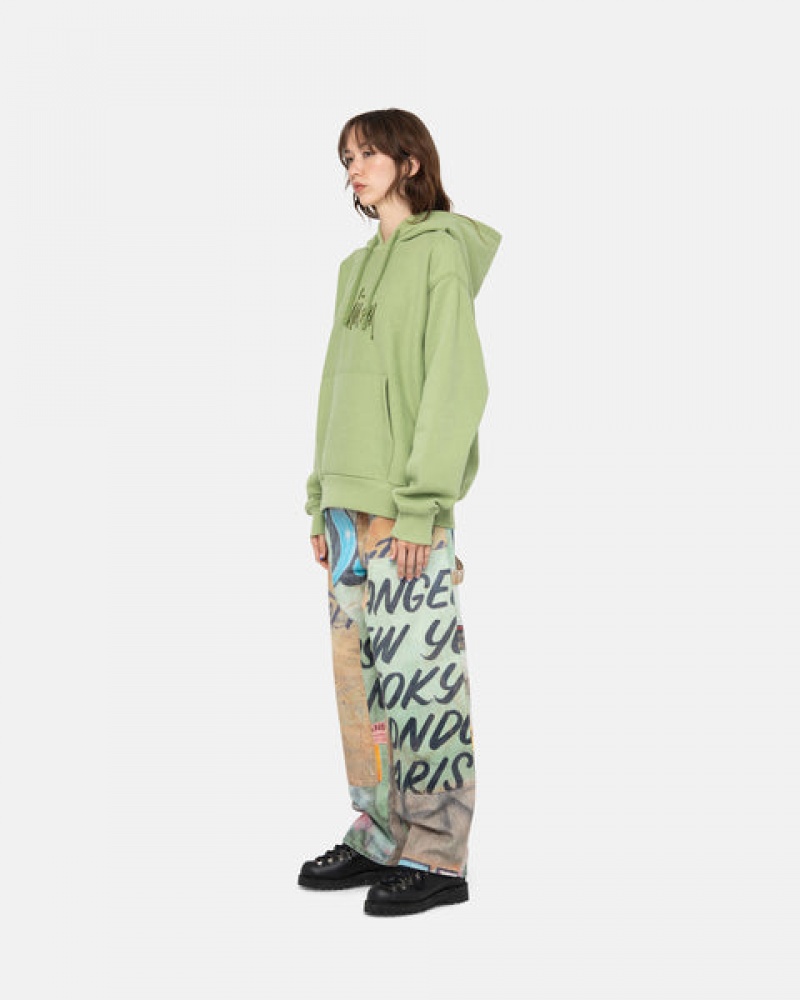 Green Women's Stussy Basic Applique Hood Sweatshirts Philippines | RIN-7222