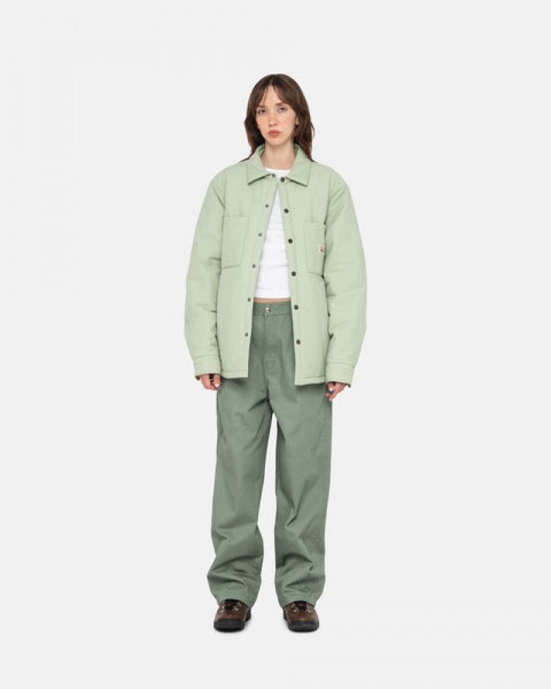 Green Women's Stussy Padded Tech Over Shirts Philippines | OUI-7409