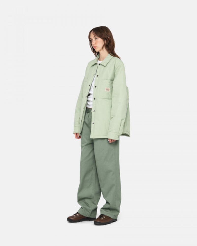 Green Women's Stussy Padded Tech Over Shirts Philippines | OUI-7409