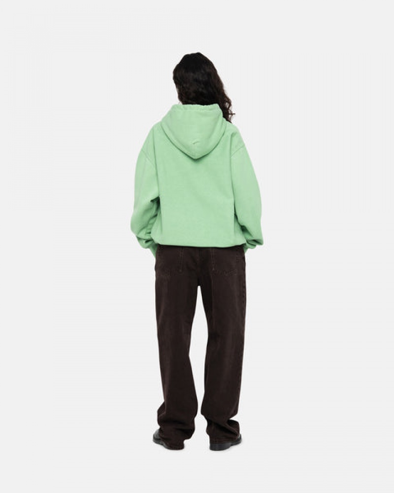 Green Women's Stussy Stock Logo Hood Sweatshirts Philippines | QOX-4811