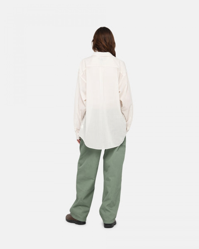 Green Women's Stussy Workgear Trouser Twill Pants Philippines | EXO-3243