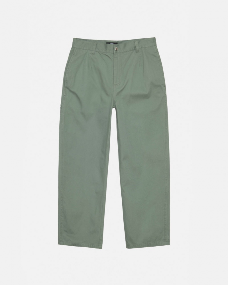 Green Women\'s Stussy Workgear Trouser Twill Pants Philippines | EXO-3243