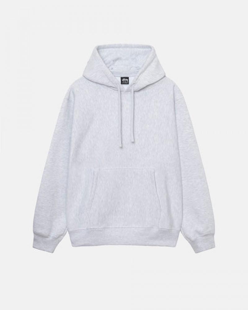 Grey Men's Stussy Back Hood Applique Hoodie Philippines | XDF-2438