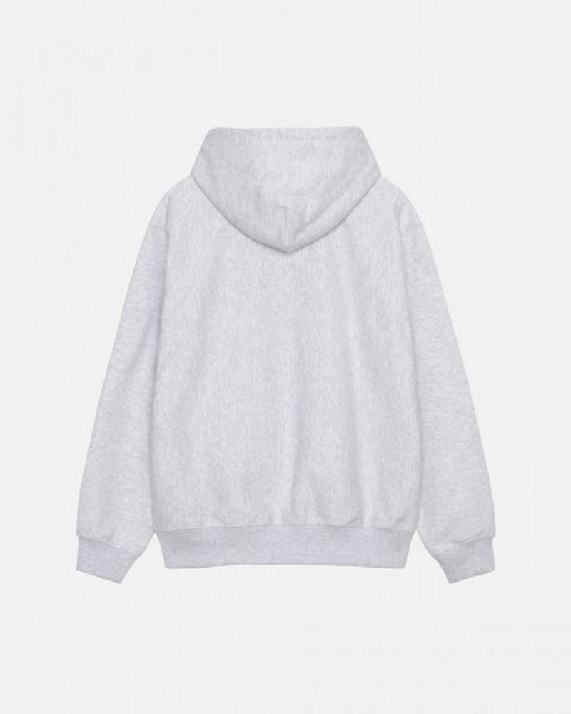 Grey Men's Stussy Basic Applique Hoodie Philippines | TWZ-0447