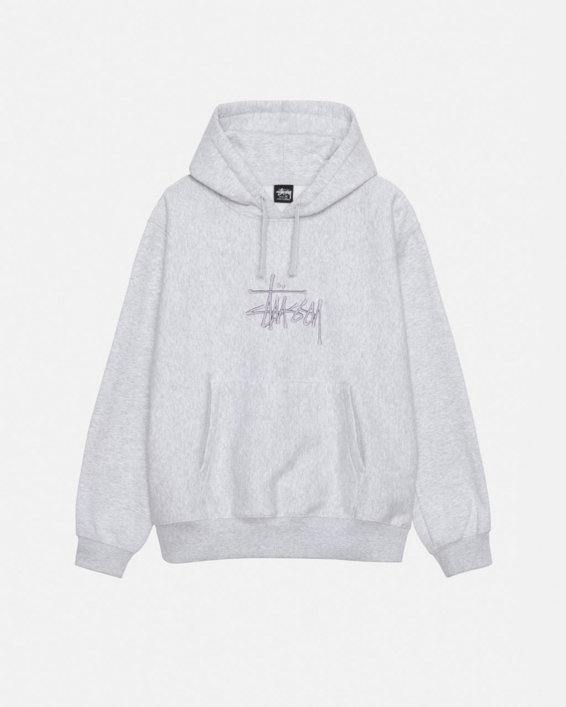 Grey Men\'s Stussy Basic Applique Hoodie Philippines | TWZ-0447