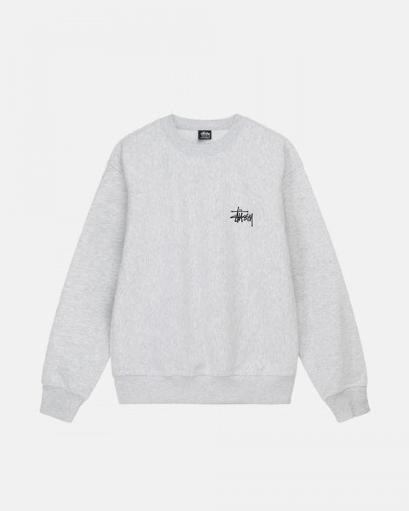 Grey Men's Stussy Basic Stussy Crew Sweatshirts Philippines | JUS-0142