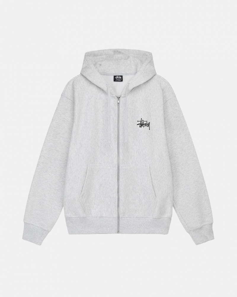 Grey Men\'s Stussy Basic Stussy Zip Hoodie Philippines | IGU-1146