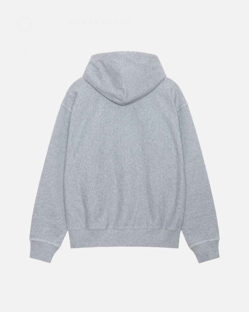 Grey Men's Stussy Contrast Stitch Label Hoodie Philippines | DPW-9929