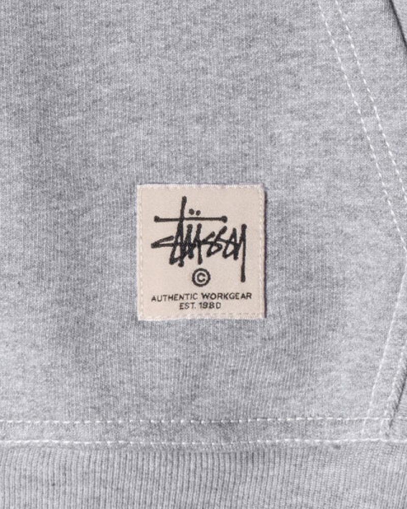 Grey Men's Stussy Contrast Stitch Label Hoodie Philippines | DPW-9929