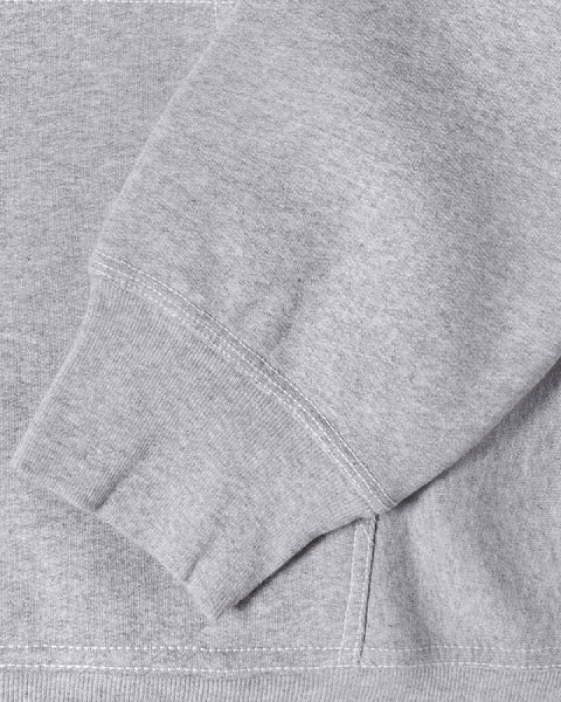 Grey Men's Stussy Contrast Stitch Label Hoodie Philippines | DPW-9929