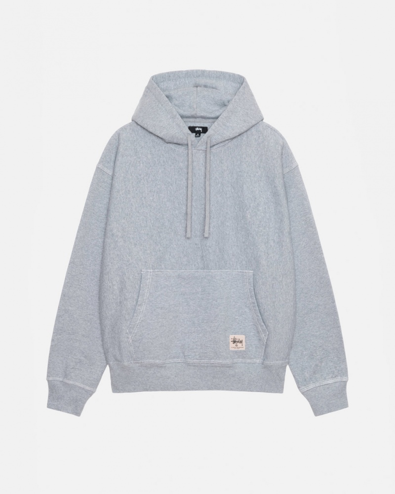 Grey Men\'s Stussy Contrast Stitch Label Hoodie Philippines | DPW-9929