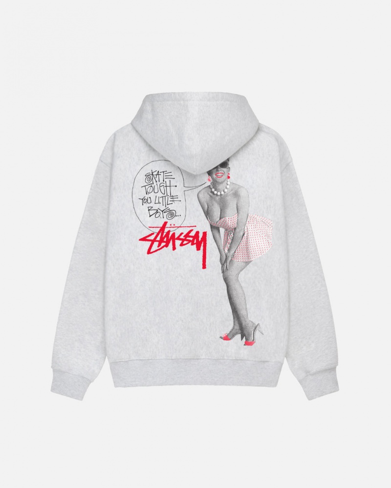 Grey Men\'s Stussy Skate Tough Hoodie Philippines | VHL-0736