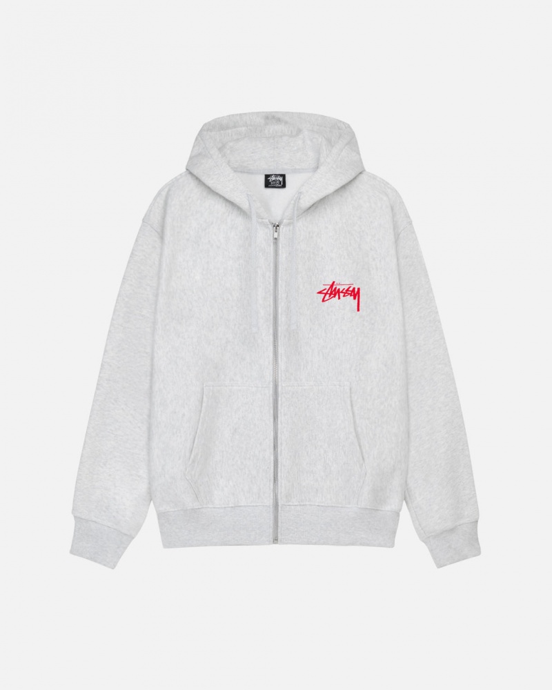 Grey Men\'s Stussy Skate Tough Zip Hoodie Philippines | UWH-3309