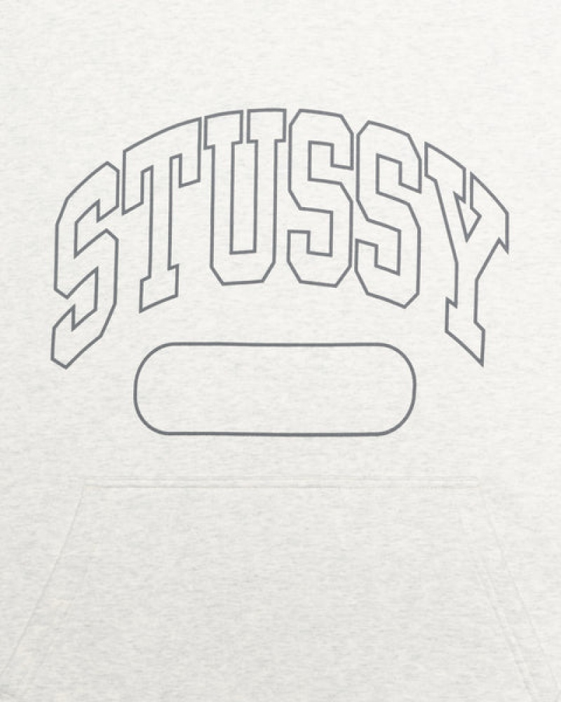 Grey Men's Stussy Ss Boxy Cropped Hoodie Philippines | NOW-6265