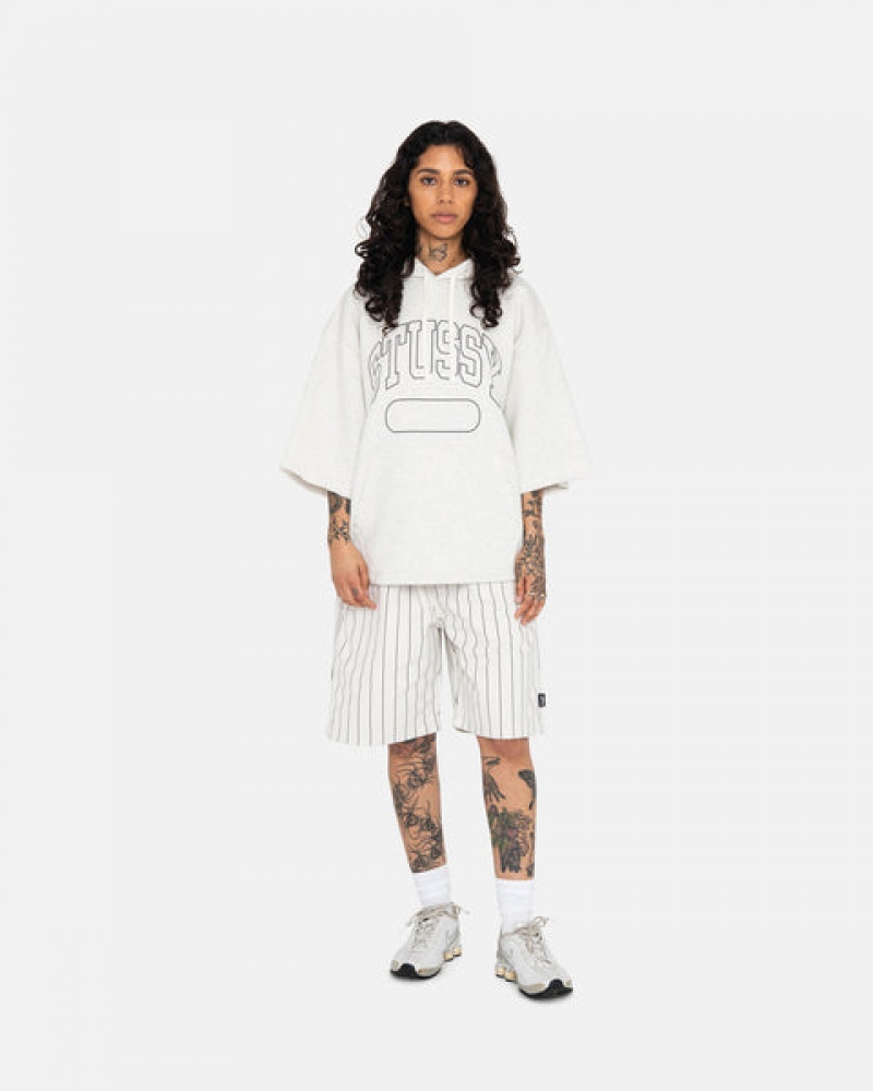 Grey Men's Stussy Ss Boxy Cropped Hoodie Philippines | NOW-6265