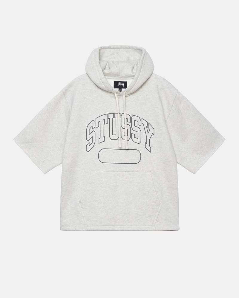 Grey Men\'s Stussy Ss Boxy Cropped Hoodie Philippines | NOW-6265