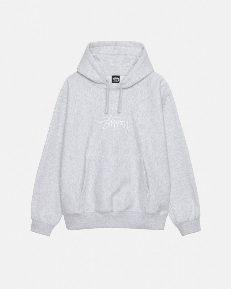 Grey Men\'s Stussy Stock Logo Applique Hoodie Philippines | GYF-2502