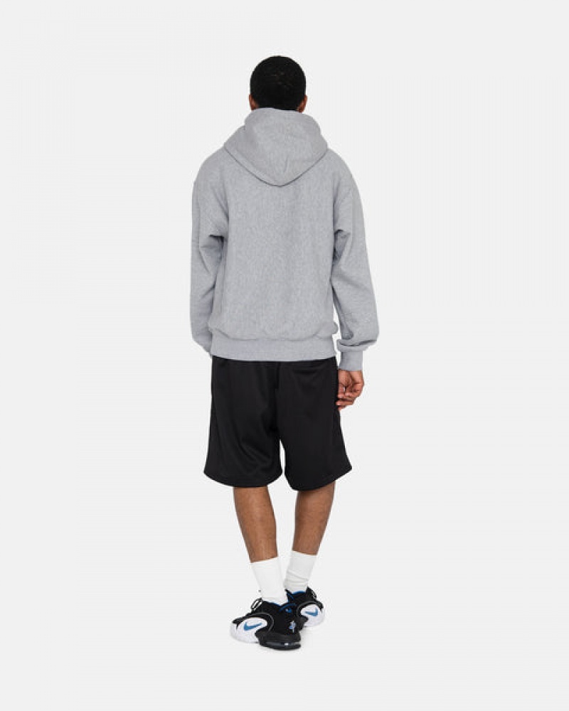 Grey Men's Stussy Stock Logo Hoodie Philippines | KFG-5873