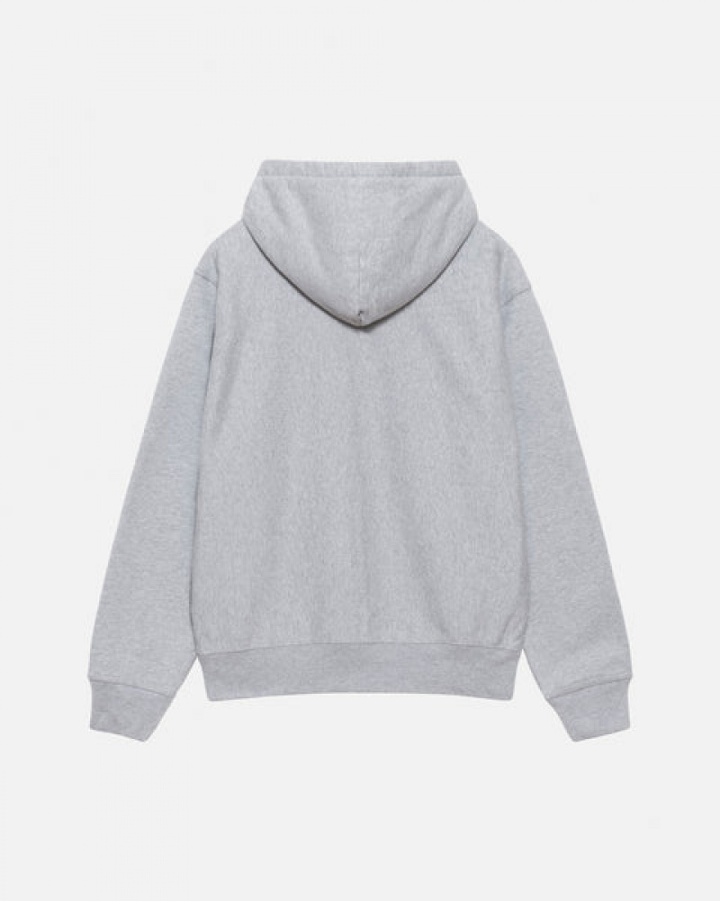 Grey Men's Stussy Stock Logo Zip Hoodie Philippines | UIR-0015