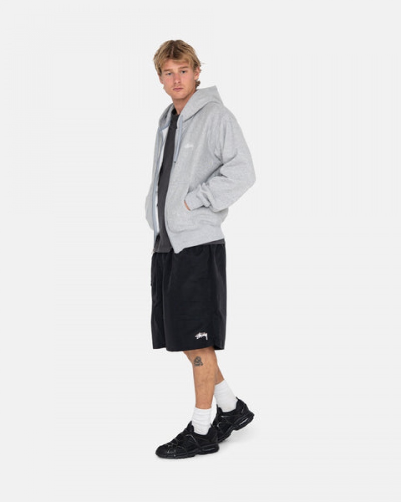 Grey Men's Stussy Stock Logo Zip Hoodie Philippines | UIR-0015