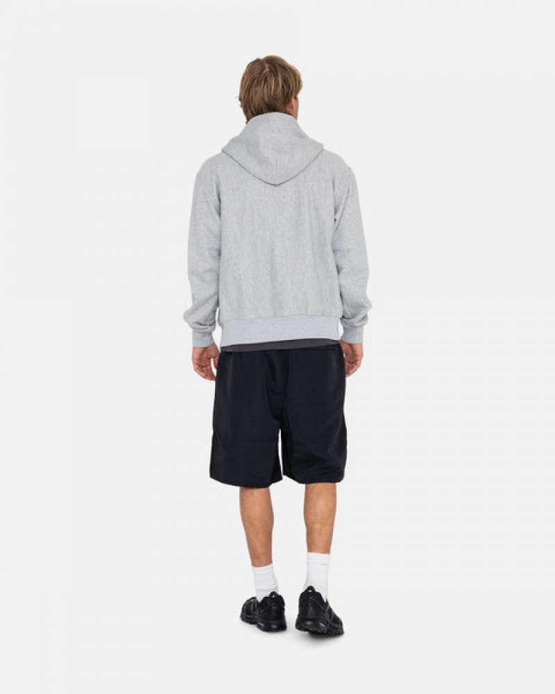 Grey Men's Stussy Stock Logo Zip Hoodie Philippines | UIR-0015