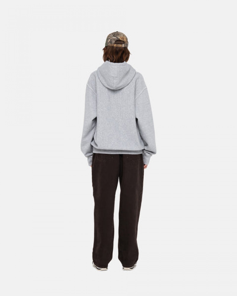 Grey Women's Stussy Contrast Stitch Label Hoodie Philippines | KOB-3255