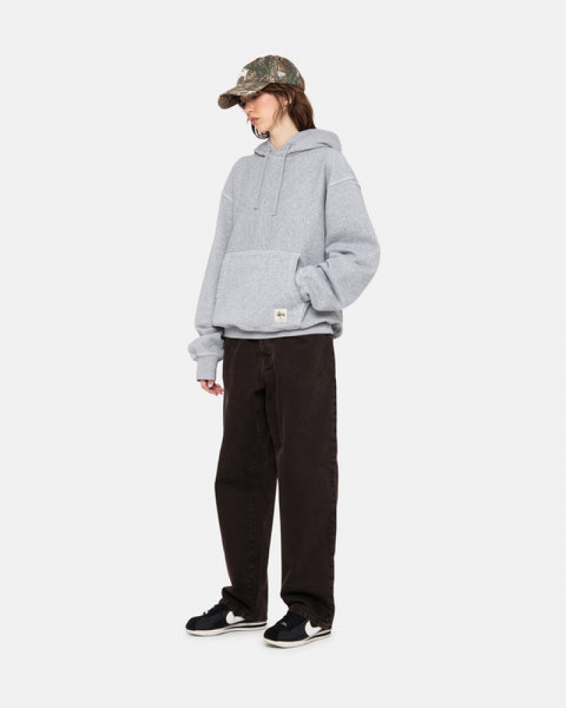 Grey Women's Stussy Contrast Stitch Label Hoodie Philippines | KOB-3255