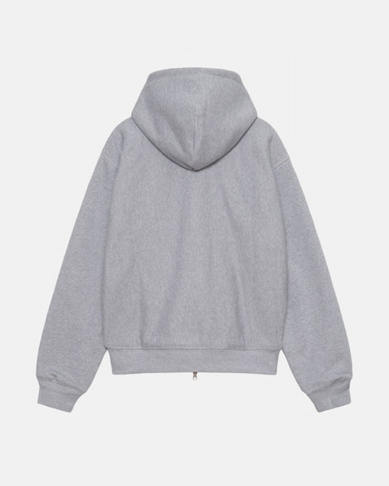 Grey Women's Stussy Double Face Label Zip Hoodie Philippines | HLI-2577