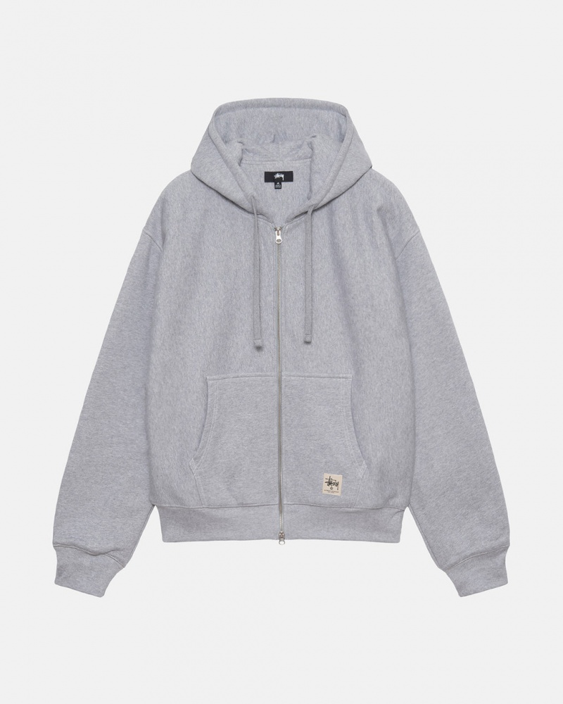 Grey Women\'s Stussy Double Face Label Zip Hoodie Philippines | HLI-2577