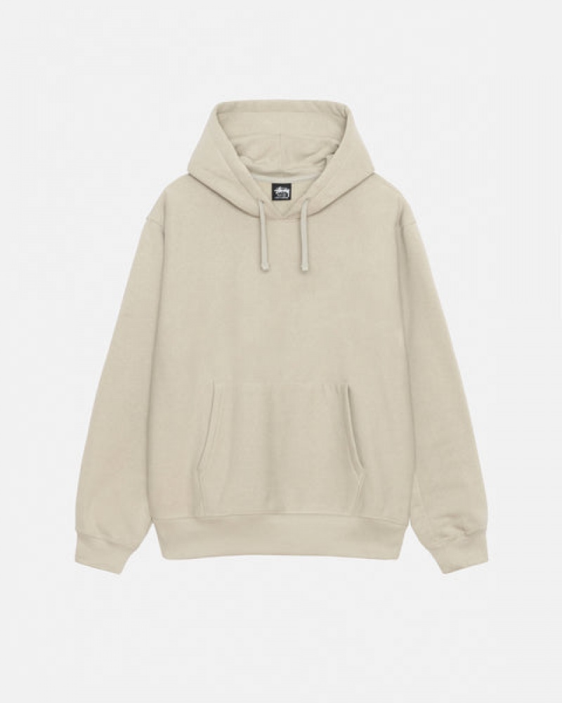 Khaki Men's Stussy Back Hood Applique Hood Sweatshirts Philippines | OZK-9595