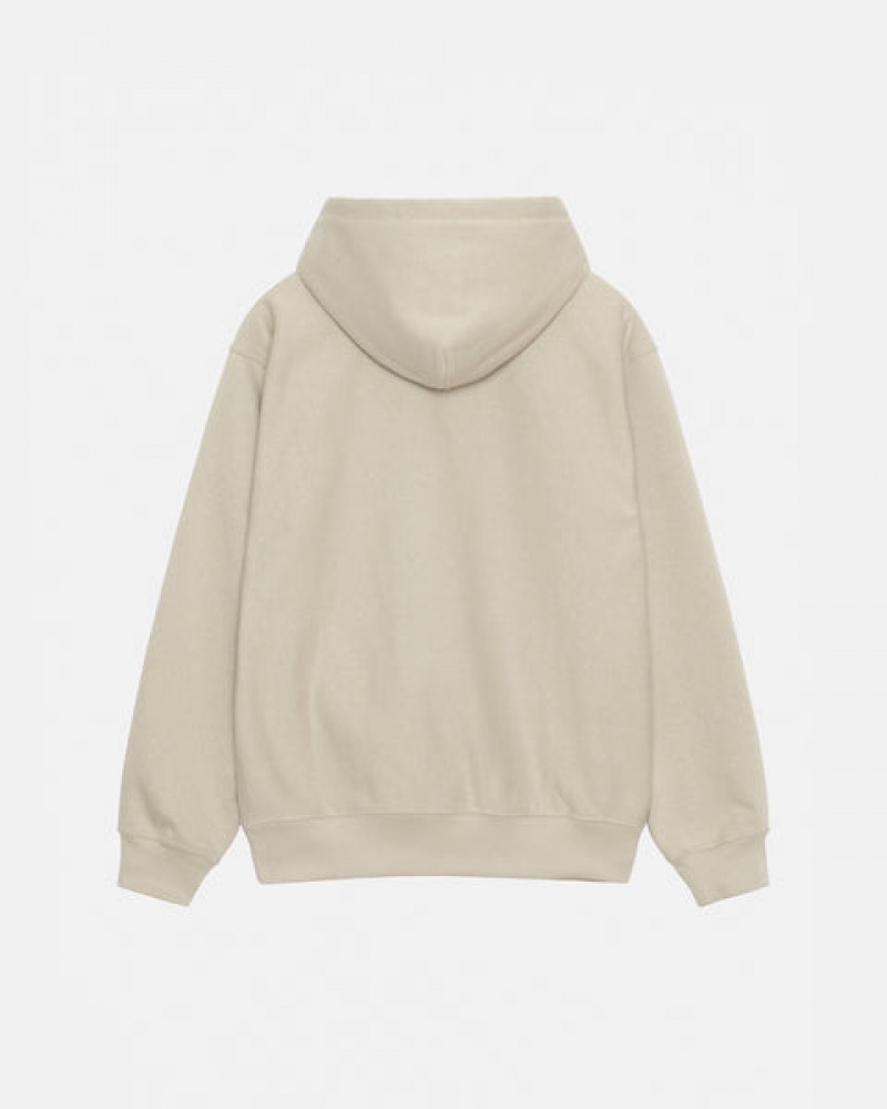 Khaki Men's Stussy Basic Applique Hood Sweatshirts Philippines | ZTA-8335