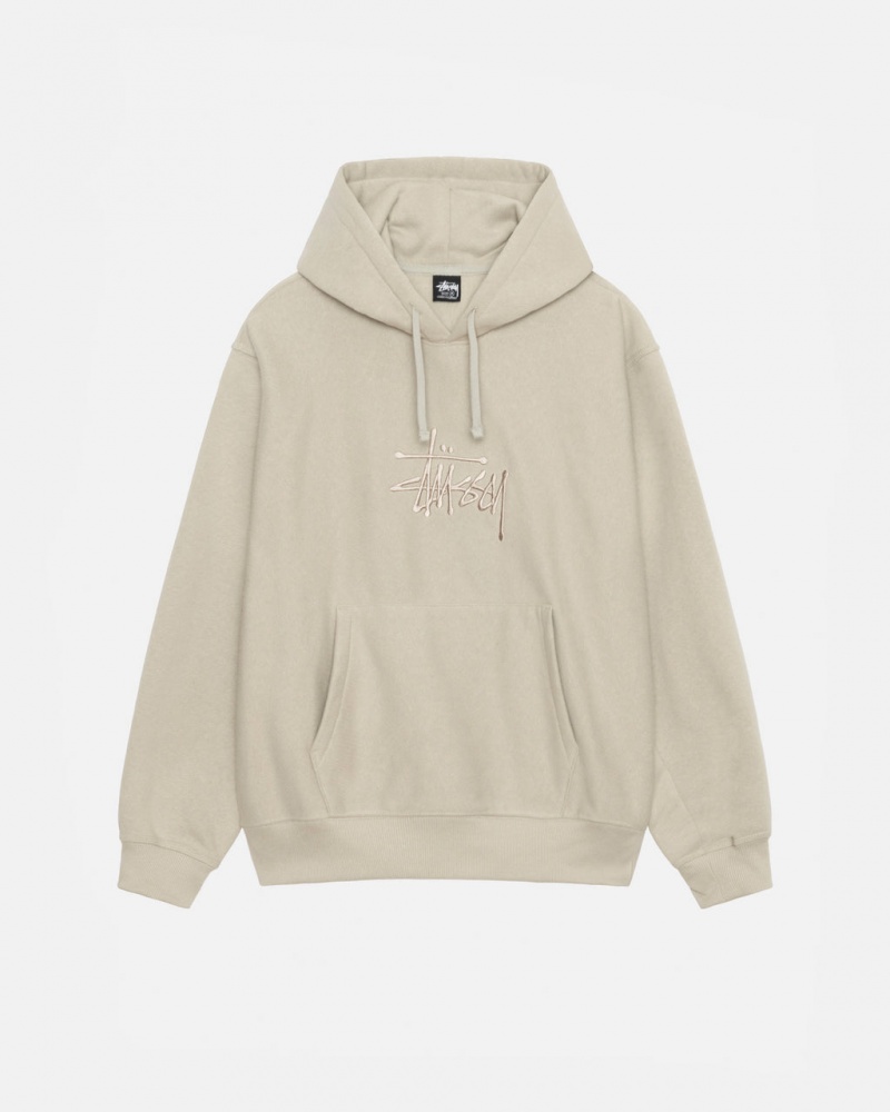 Khaki Men\'s Stussy Basic Applique Hood Sweatshirts Philippines | ZTA-8335