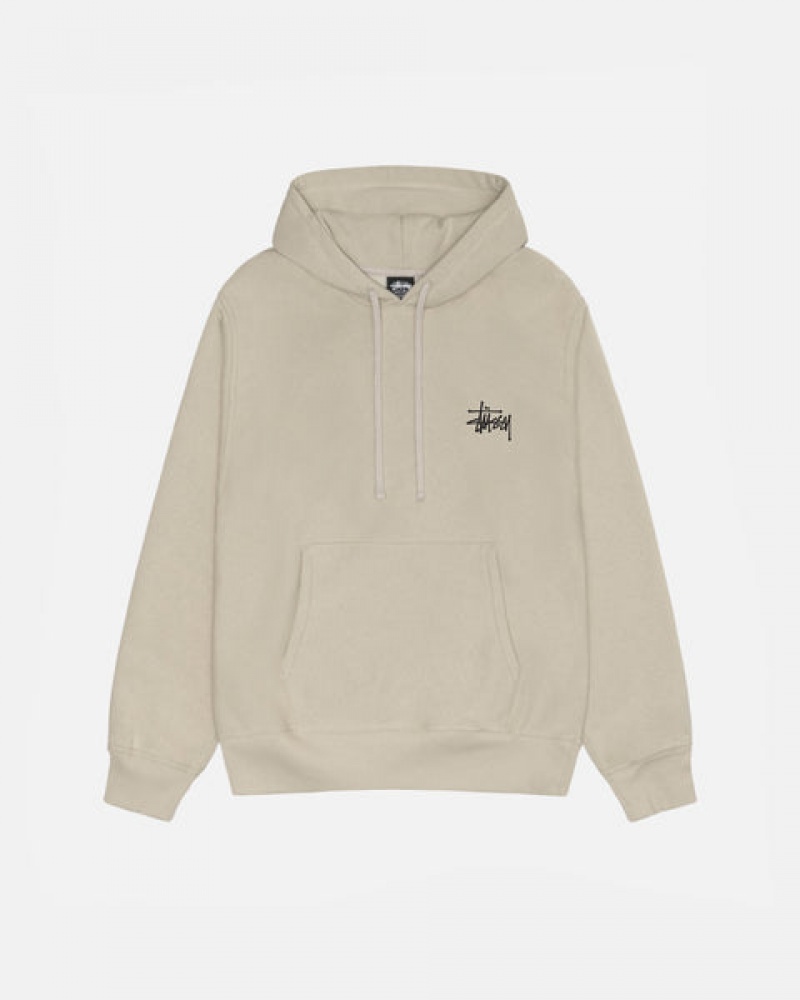 Khaki Men's Stussy Basic Stussy Hood Sweatshirts Philippines | HZG-9961