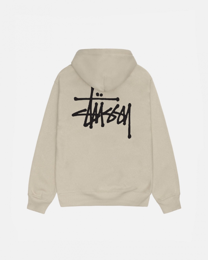 Khaki Men\'s Stussy Basic Stussy Hood Sweatshirts Philippines | HZG-9961