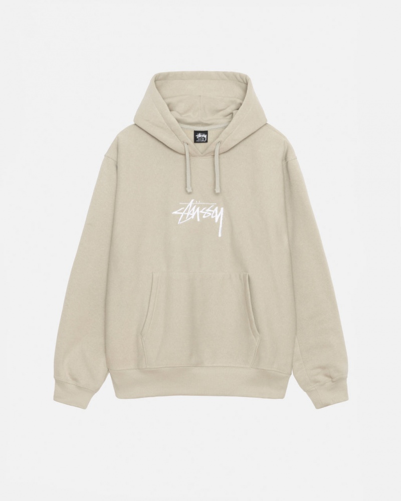 Khaki Women\'s Stussy Stock Logo Applique Hood Sweatshirts Philippines | KBE-2664