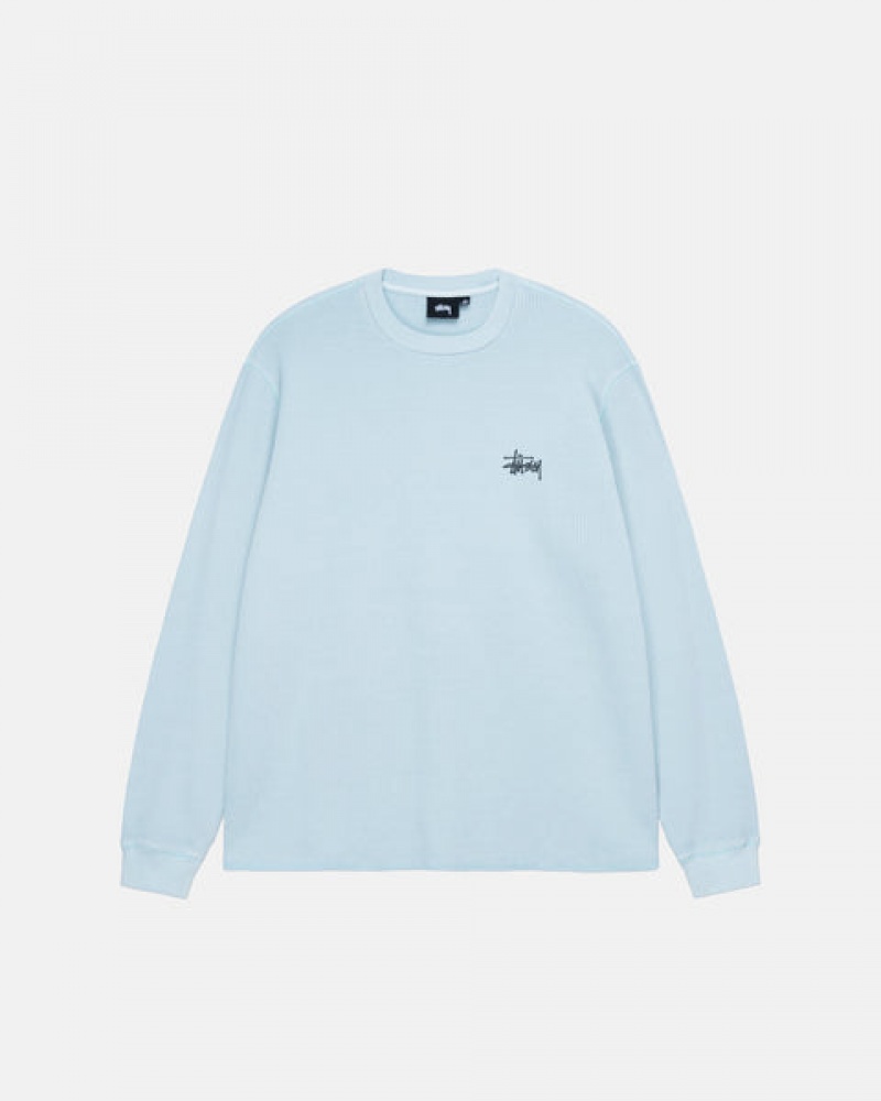 Light Blue Men's Stussy Basic Stock Ls Thermal Tops Philippines | RYZ-8842