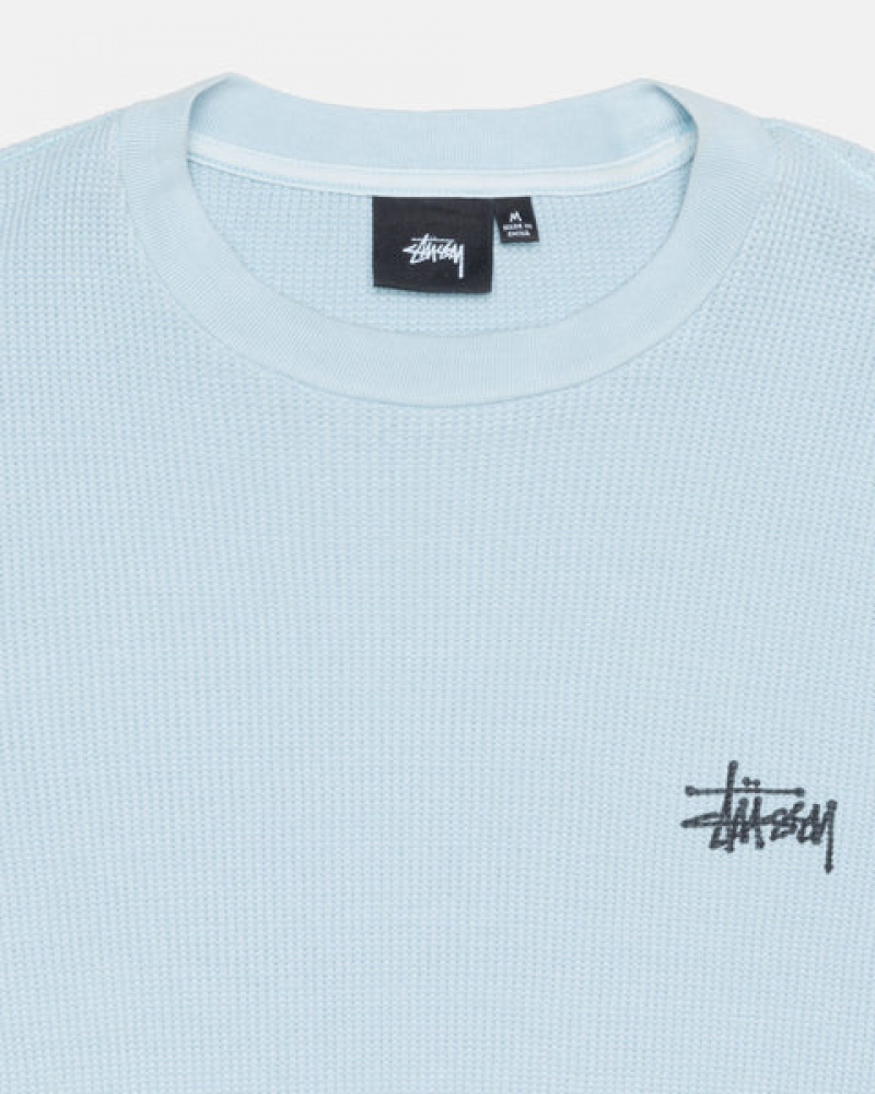 Light Blue Men's Stussy Basic Stock Ls Thermal Tops Philippines | RYZ-8842