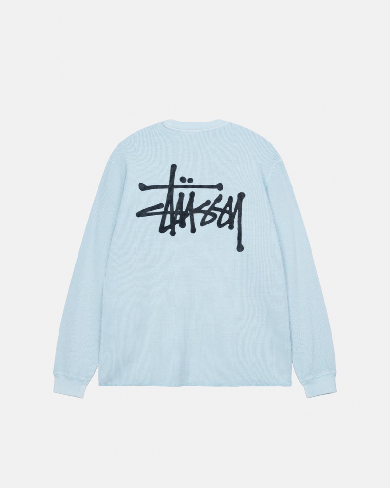 Light Blue Men\'s Stussy Basic Stock Ls Thermal Tops Philippines | RYZ-8842