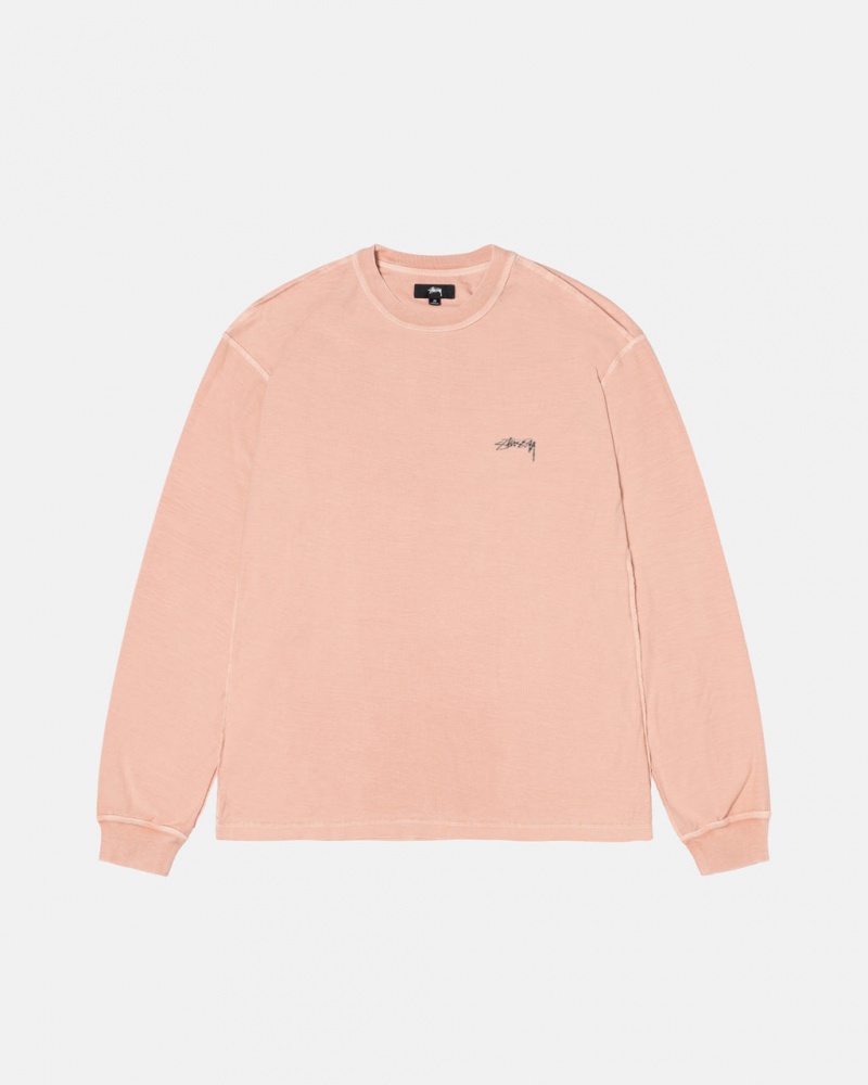 Light Pink Men\'s Stussy Lazy Ls Tees Philippines | DVX-7874