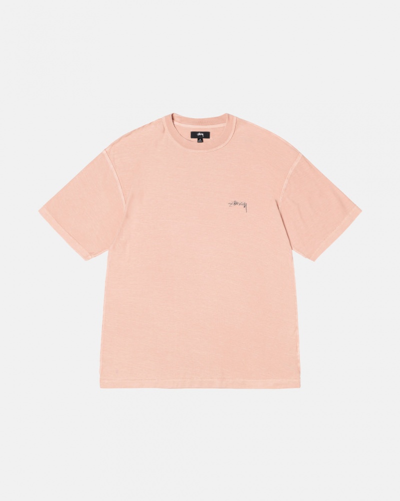 Light Pink Men\'s Stussy Pig. Dyed Inside Out Crew Tees Philippines | YZP-7234