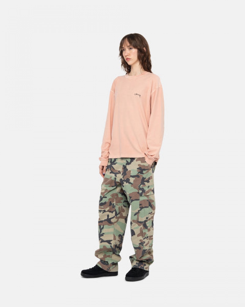 Light Pink Women's Stussy Lazy Ls Tees Philippines | FKO-9421