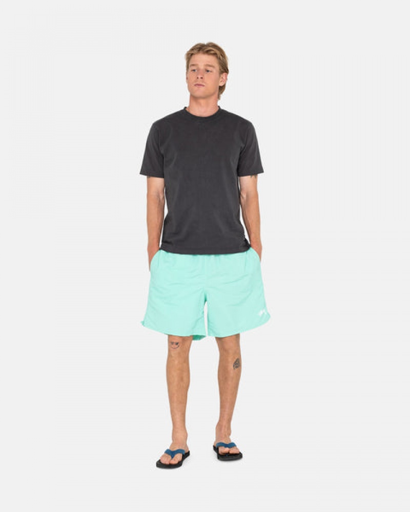 Light Turquoise Men's Stussy Stock Water Short Swimwear Philippines | DVI-6900