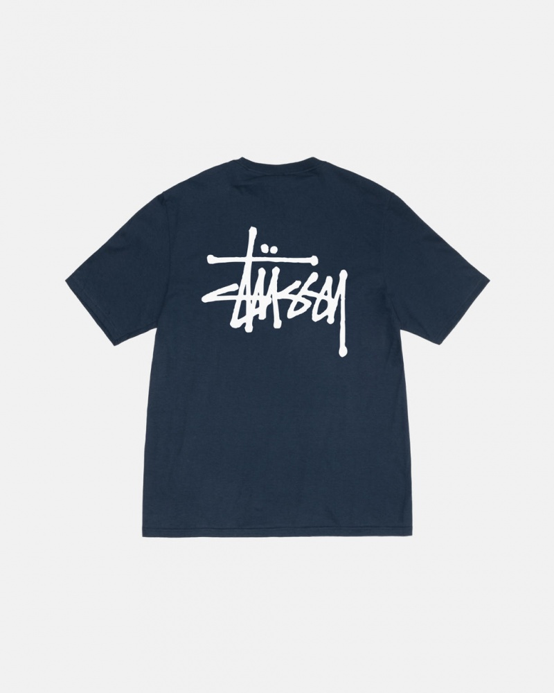 Navy Men\'s Stussy Basic Stussy Tees Philippines | XDY-1578