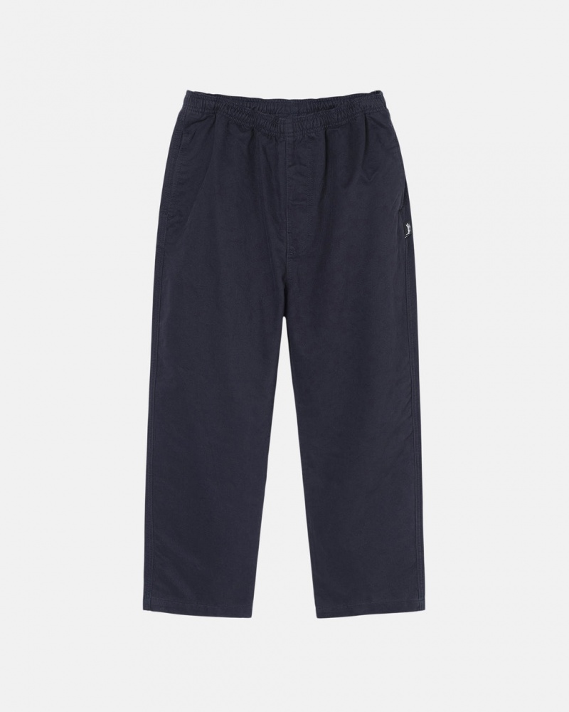 Navy Men\'s Stussy Beach Pant Brushed Cotton Pants Philippines | AHJ-5267