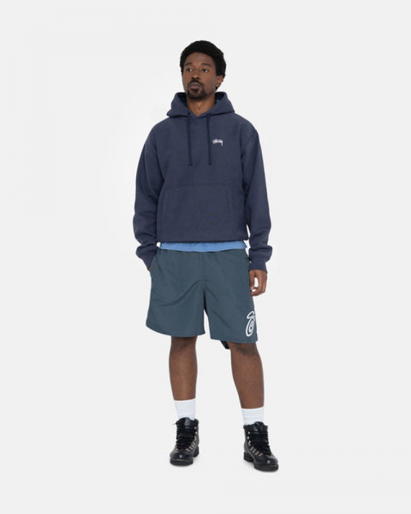 Navy Men's Stussy Overdyed Stock Logo Hoodie Philippines | ZYG-2658